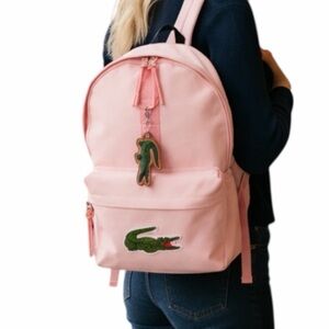 Lacoste Backpack Pink Laptop Teens, Girls Women Preppy School Travel Bag